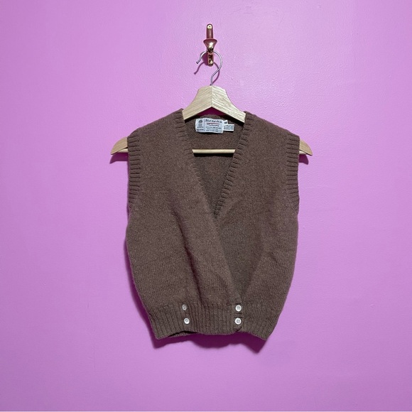 Robert Scott for Talbots Wool Sweater Vest Women’s 38 Small Tan Vintage VTG - Picture 2 of 6